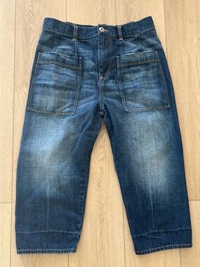 Standard James Perse Jeans Blue Utility Cropped Patch Pocket Straight Leg SZ 28